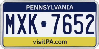 PA license plate MXK7652
