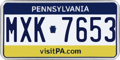 PA license plate MXK7653