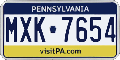 PA license plate MXK7654
