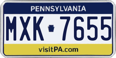 PA license plate MXK7655