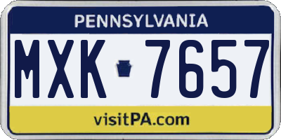 PA license plate MXK7657