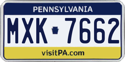 PA license plate MXK7662