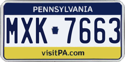 PA license plate MXK7663