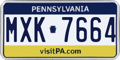 PA license plate MXK7664