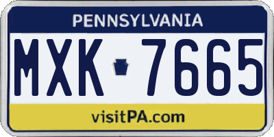 PA license plate MXK7665