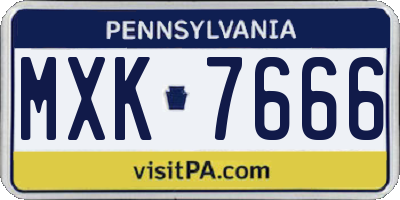 PA license plate MXK7666