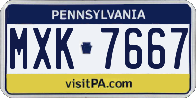 PA license plate MXK7667