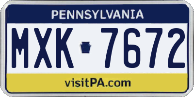 PA license plate MXK7672