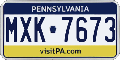 PA license plate MXK7673