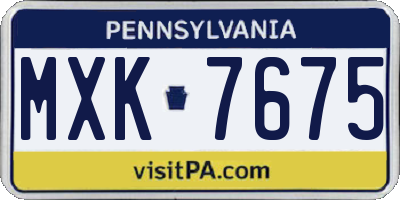 PA license plate MXK7675
