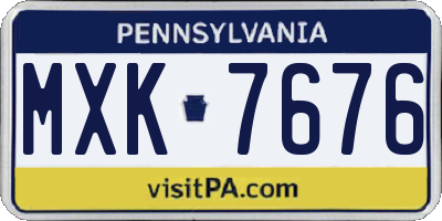 PA license plate MXK7676