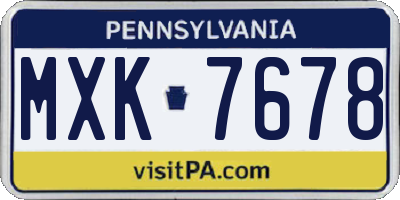 PA license plate MXK7678