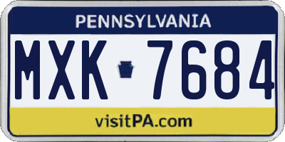 PA license plate MXK7684