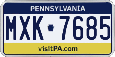 PA license plate MXK7685