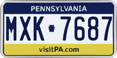 PA license plate MXK7687