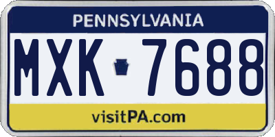 PA license plate MXK7688