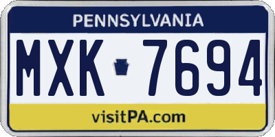 PA license plate MXK7694