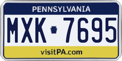 PA license plate MXK7695