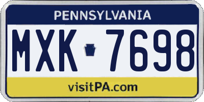 PA license plate MXK7698