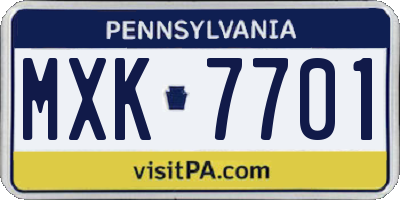 PA license plate MXK7701