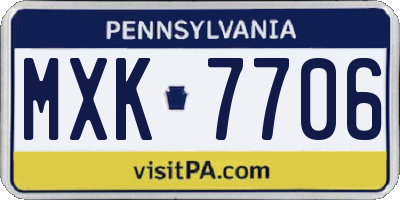 PA license plate MXK7706
