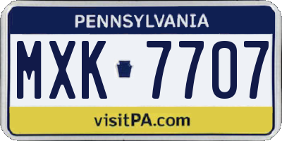 PA license plate MXK7707