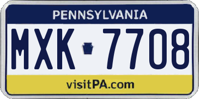 PA license plate MXK7708