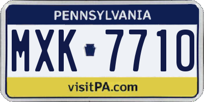 PA license plate MXK7710