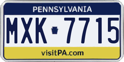 PA license plate MXK7715