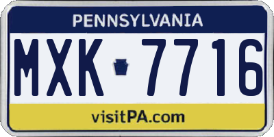 PA license plate MXK7716