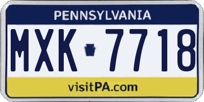 PA license plate MXK7718