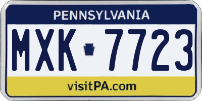 PA license plate MXK7723