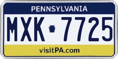 PA license plate MXK7725