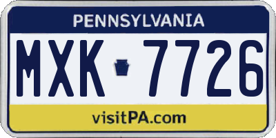 PA license plate MXK7726