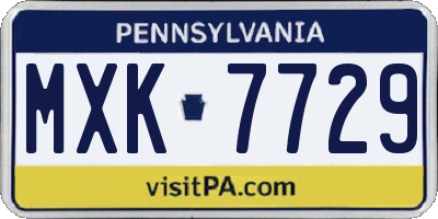 PA license plate MXK7729