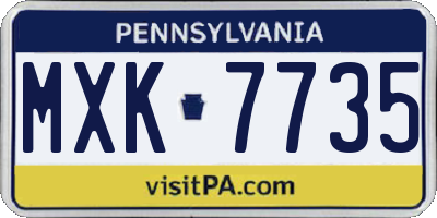 PA license plate MXK7735