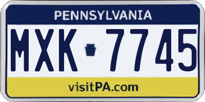 PA license plate MXK7745