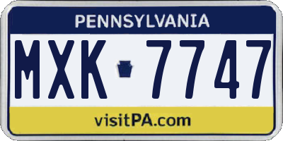 PA license plate MXK7747