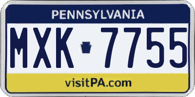 PA license plate MXK7755