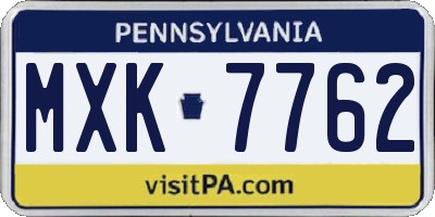 PA license plate MXK7762
