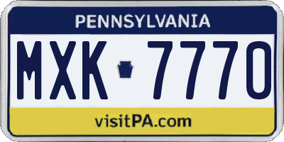 PA license plate MXK7770