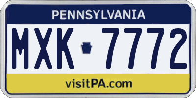 PA license plate MXK7772