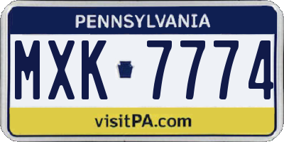 PA license plate MXK7774
