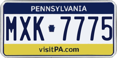 PA license plate MXK7775
