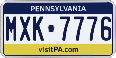 PA license plate MXK7776