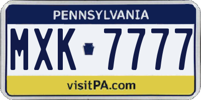 PA license plate MXK7777