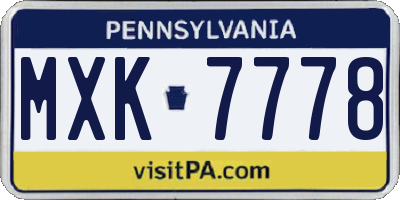 PA license plate MXK7778