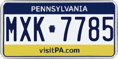 PA license plate MXK7785