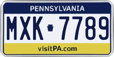 PA license plate MXK7789