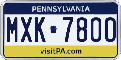 PA license plate MXK7800